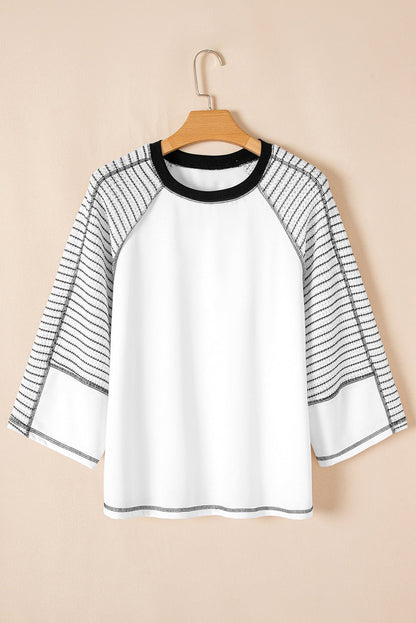 Alaia Sleeve Raglan Patchwork Top - Hello Beautiful BoutiqueLong Sleeve TopsThreaded Pear