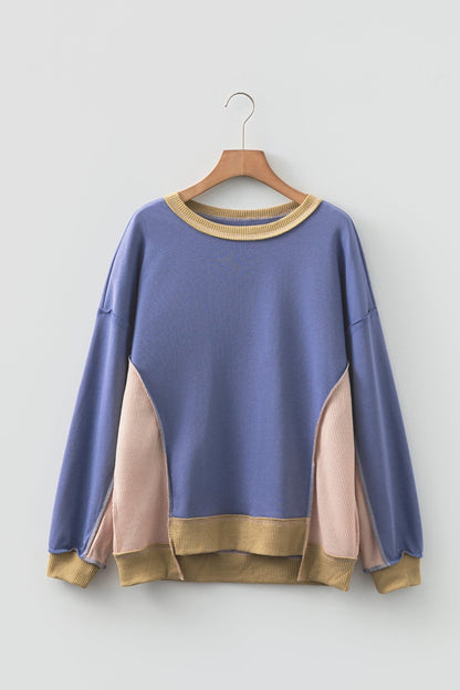 Alaina Waffle Patchwork Oversize Sweatshirt - Hello Beautiful BoutiqueSweatshirts & HoodiesThreaded Pear
