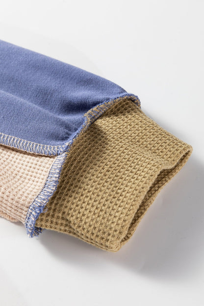 Alaina Waffle Patchwork Oversize Sweatshirt - Hello Beautiful BoutiqueSweatshirts & HoodiesThreaded Pear