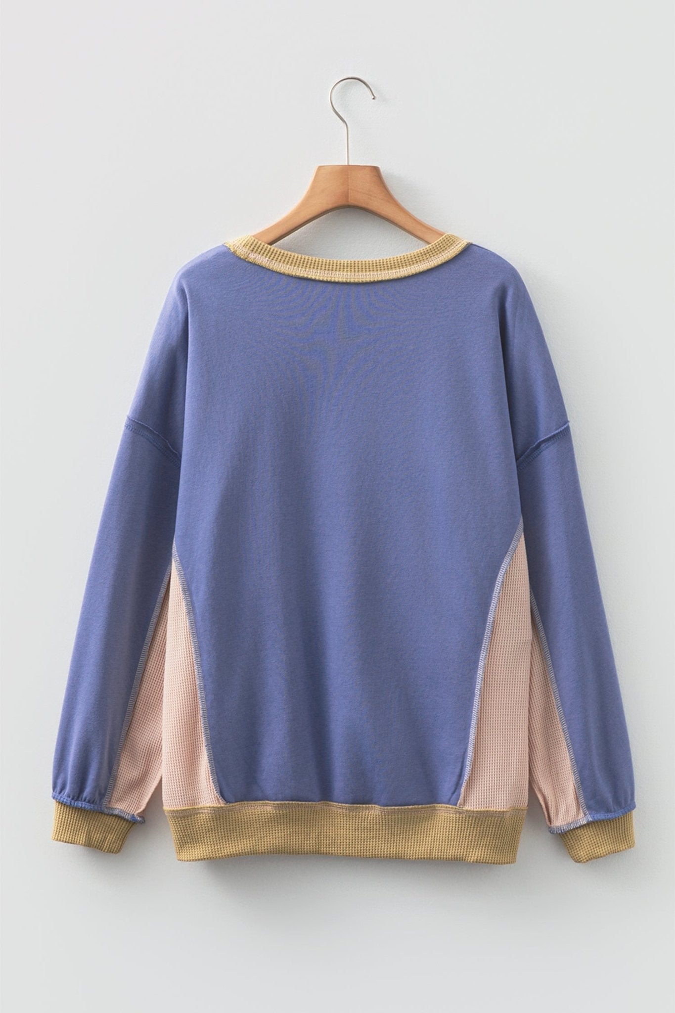 Alaina Waffle Patchwork Oversize Sweatshirt - Hello Beautiful BoutiqueSweatshirts & HoodiesThreaded Pear
