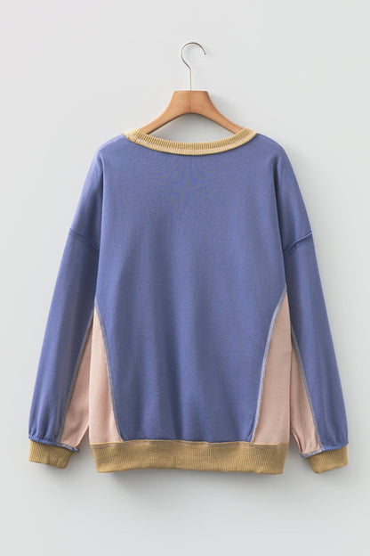 Alaina Waffle Patchwork Oversize Sweatshirt - Hello Beautiful BoutiqueSweatshirts & HoodiesThreaded Pear