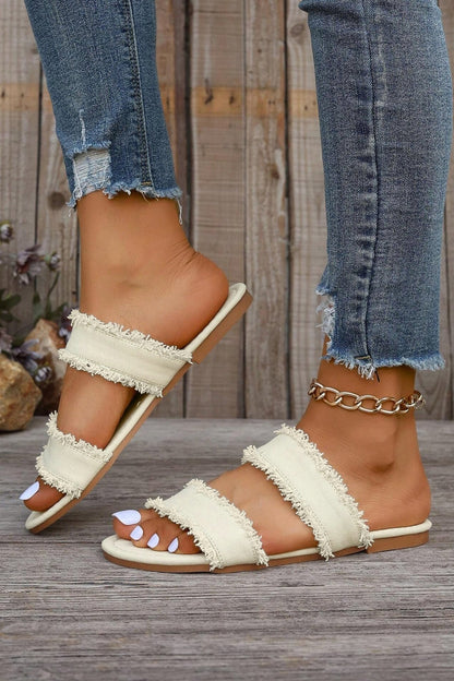 Alaiya Double Band Flat Slippers - Hello Beautiful BoutiqueSlippersThreaded Pear