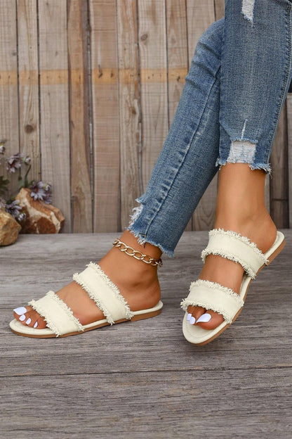 Alaiya Double Band Flat Slippers - Hello Beautiful BoutiqueSlippersThreaded Pear