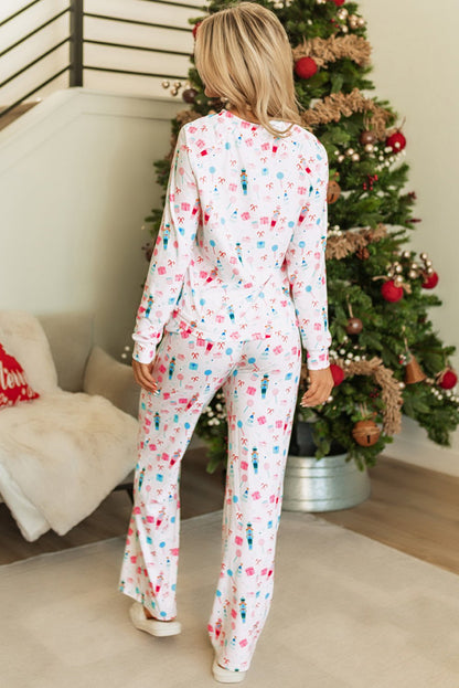 Alana Christmas Pattern Long Sleeve Top - Hello Beautiful BoutiqueLoungewearThreaded Pear