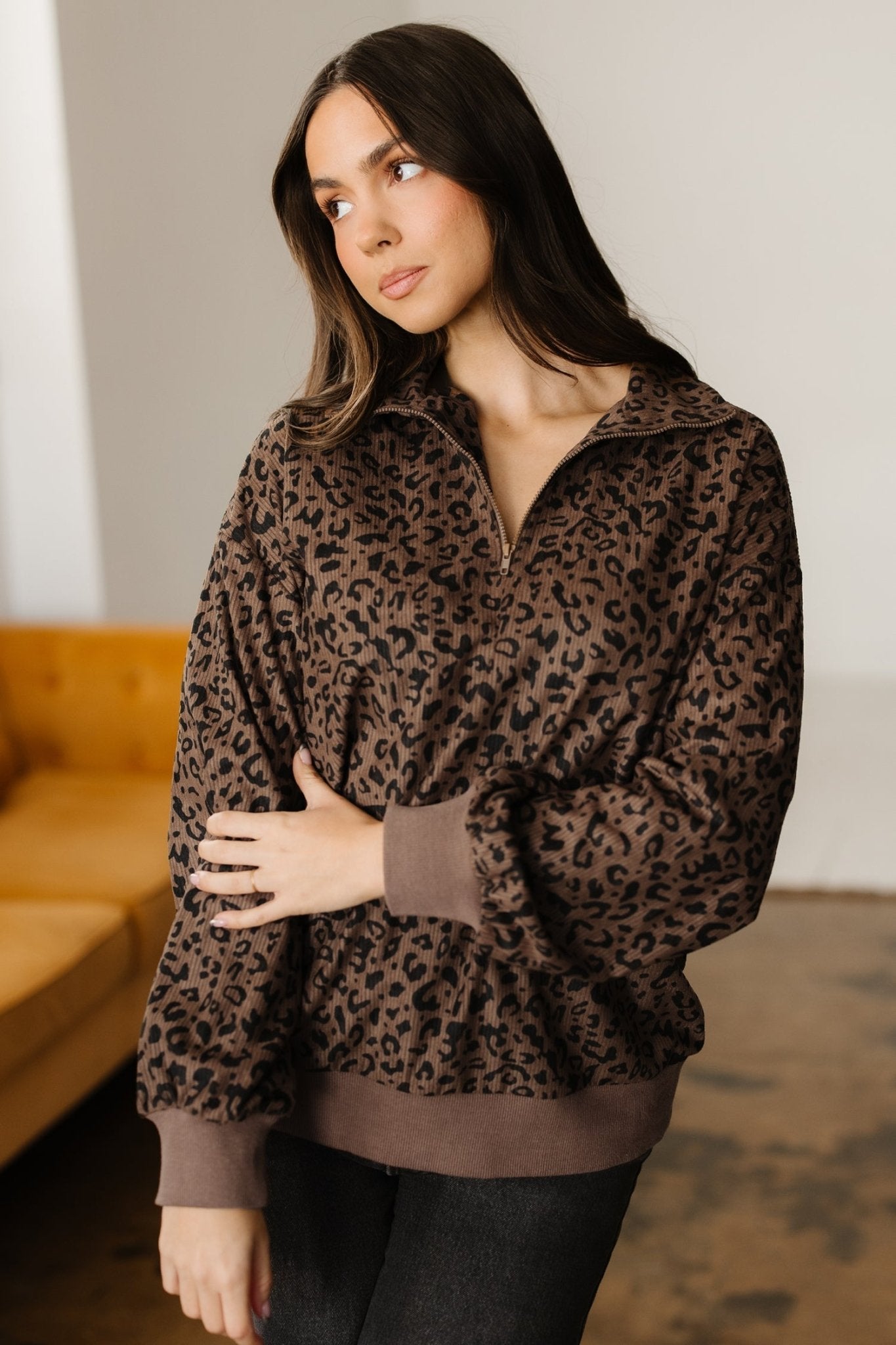 Alaya Quarter Zip Corduroy Sweatshirt - Hello Beautiful BoutiqueSweatshirts & HoodiesThreaded Pear