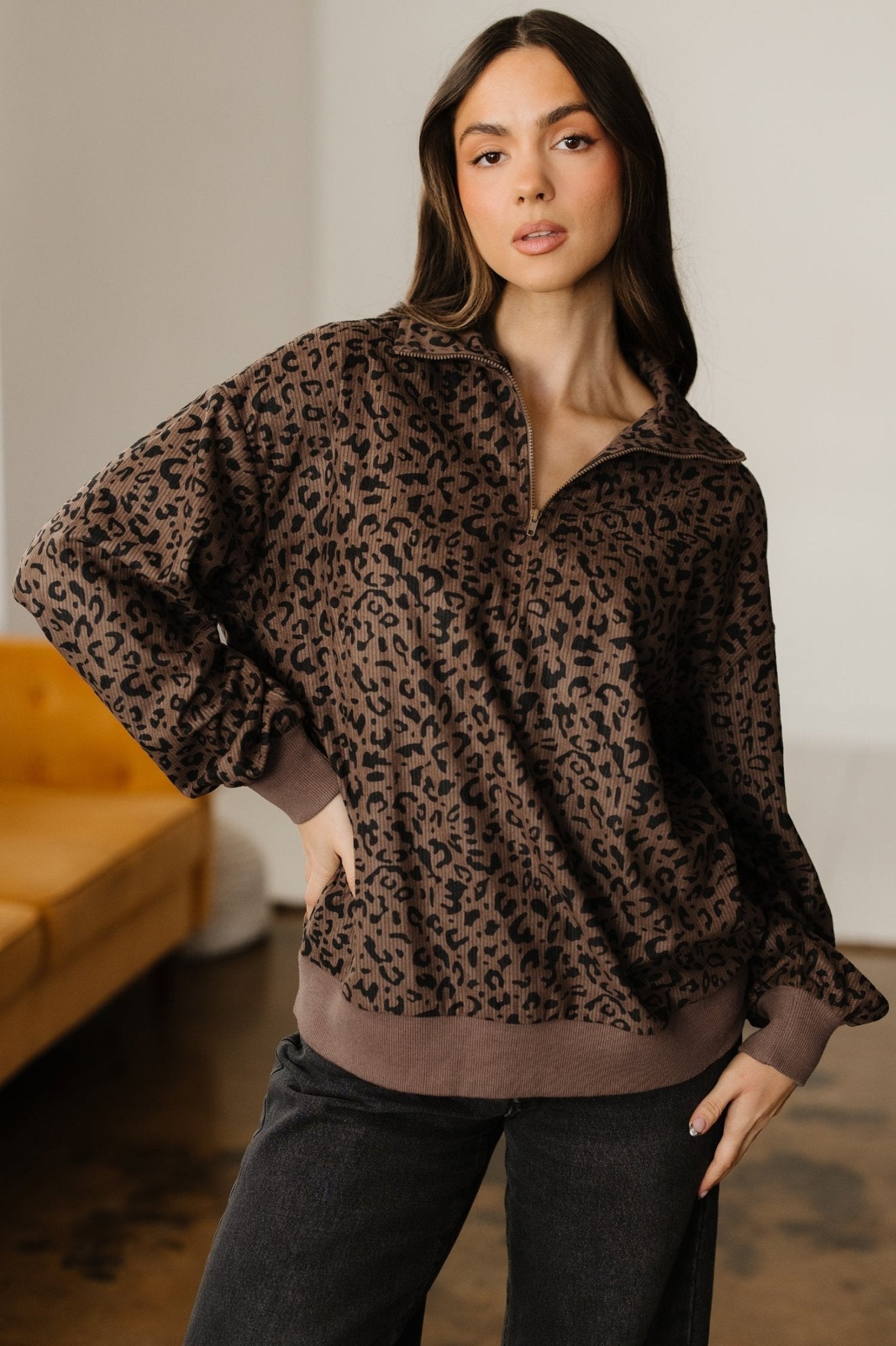 Alaya Quarter Zip Corduroy Sweatshirt - Hello Beautiful BoutiqueSweatshirts & HoodiesThreaded Pear