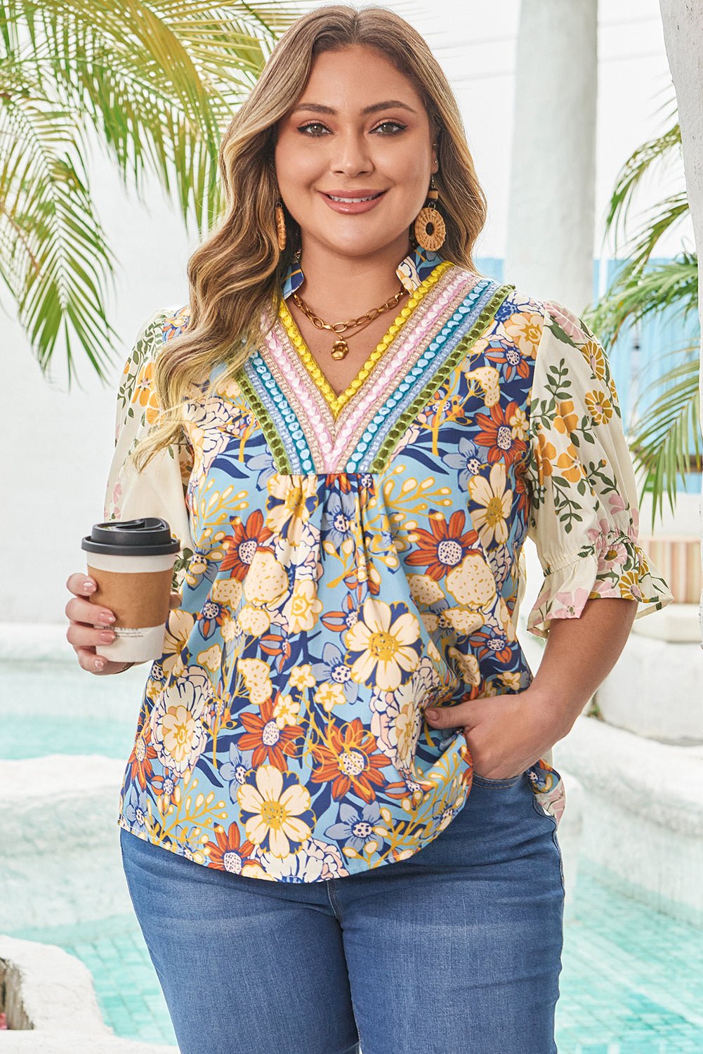 Alayna Woven Half Sleeve PLUS Blouse - Hello Beautiful BoutiquePlus Size Blouses & ShirtsThreaded Pear