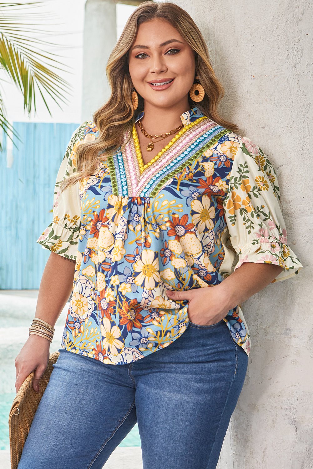 Alayna Woven Half Sleeve PLUS Blouse - Hello Beautiful BoutiquePlus Size Blouses & ShirtsThreaded Pear