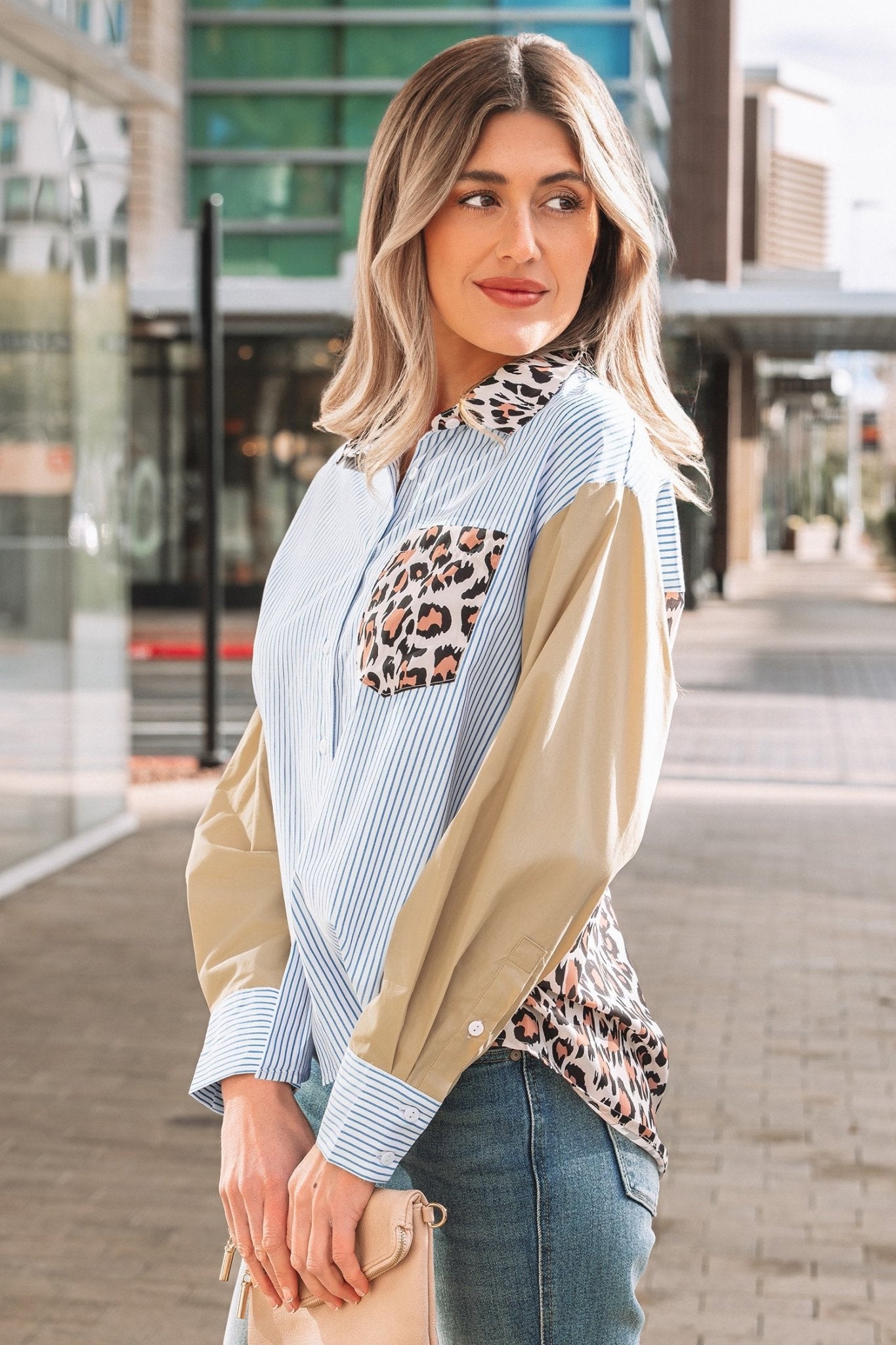 Aleia Chest Cuffed Sleeve Shirt - Hello Beautiful BoutiqueBlouses & ShirtsThreaded Pear