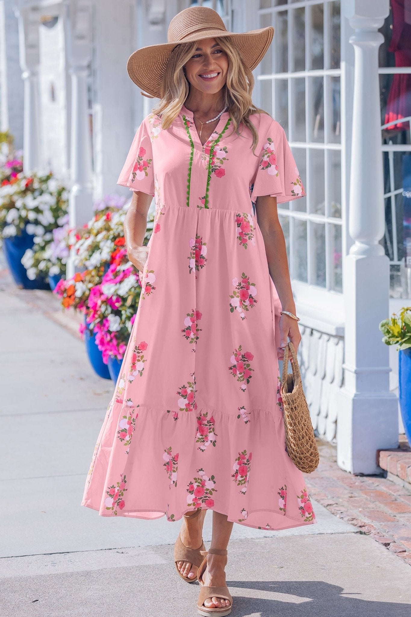 Alena Floral Print Maxi Dress - Hello Beautiful BoutiqueMaxi DressesThreaded Pear