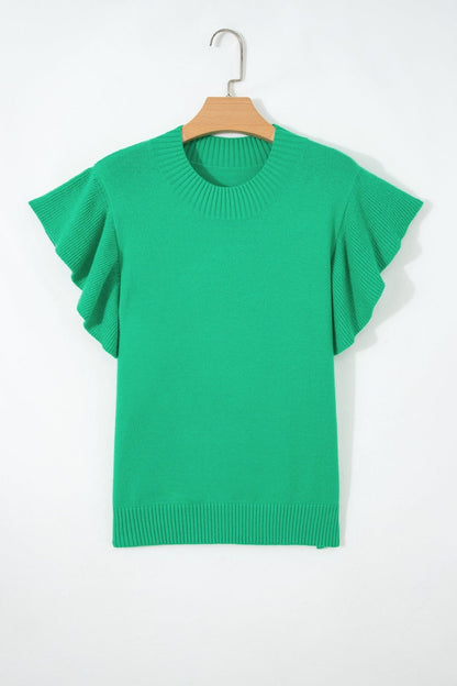 Alexis Ruffle Short Sleeve Sweater - Hello Beautiful BoutiqueShort Sleeve SweatersThreaded Pear