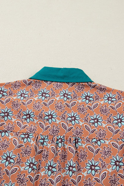 Alia Floral Contrast Collared Shirt - Hello Beautiful BoutiqueFloral DressesThreaded Pear