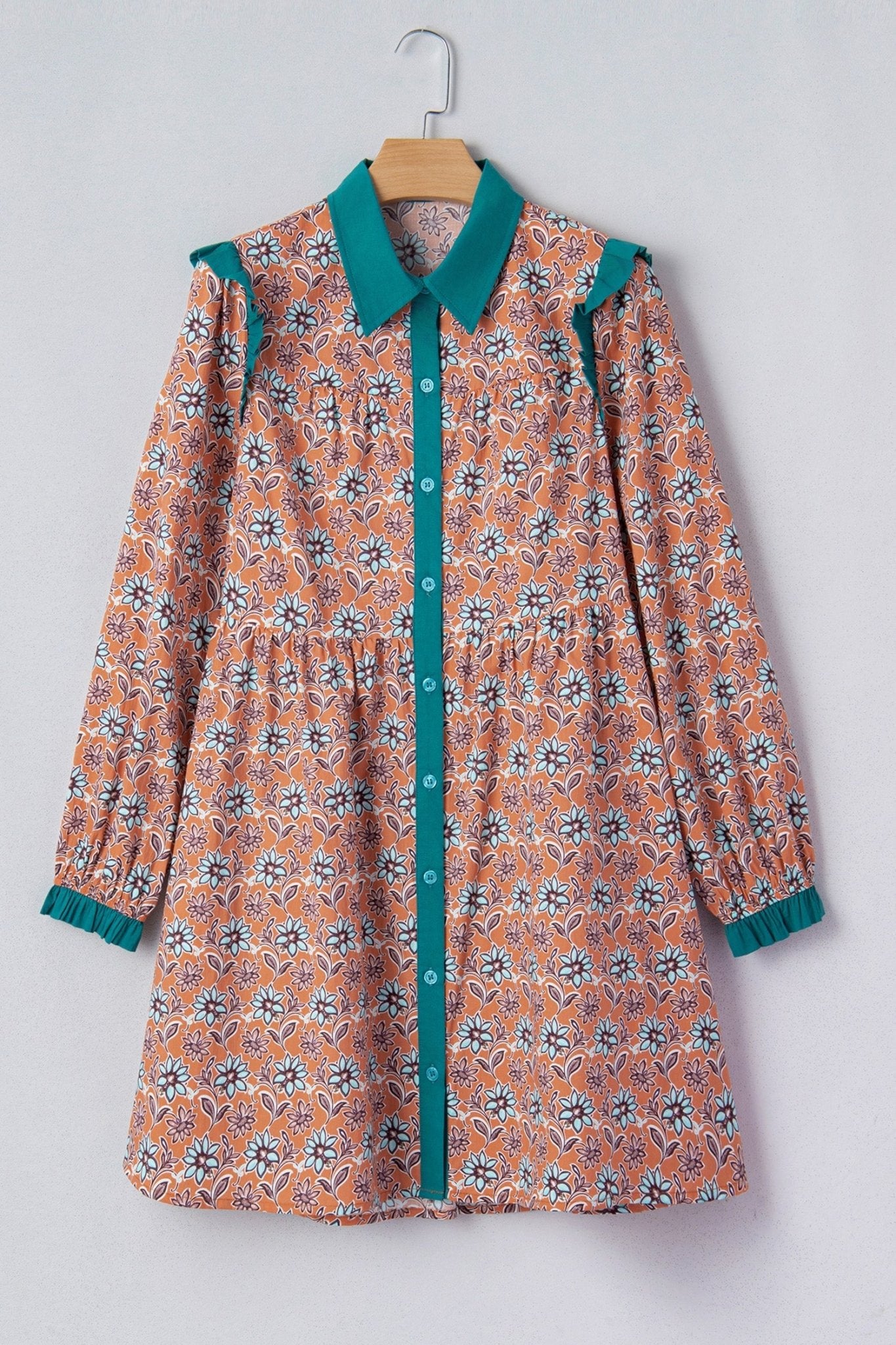 Alia Floral Contrast Collared Shirt - Hello Beautiful BoutiqueFloral DressesThreaded Pear