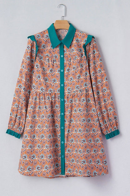 Alia Floral Contrast Collared Shirt - Hello Beautiful BoutiqueFloral DressesThreaded Pear