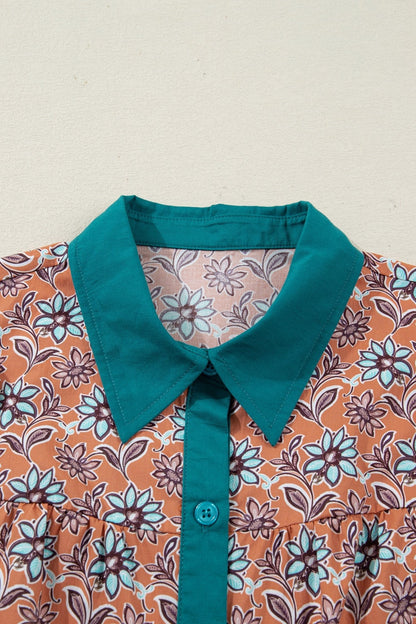 Alia Floral Contrast Collared Shirt - Hello Beautiful BoutiqueFloral DressesThreaded Pear