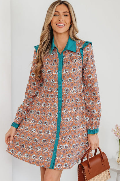 Alia Floral Contrast Collared Shirt - Hello Beautiful BoutiqueFloral DressesThreaded Pear
