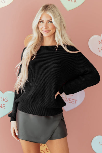 Alianna Backless Drop Shoulder Sweater - Hello Beautiful BoutiqueSweatersThreaded Pear