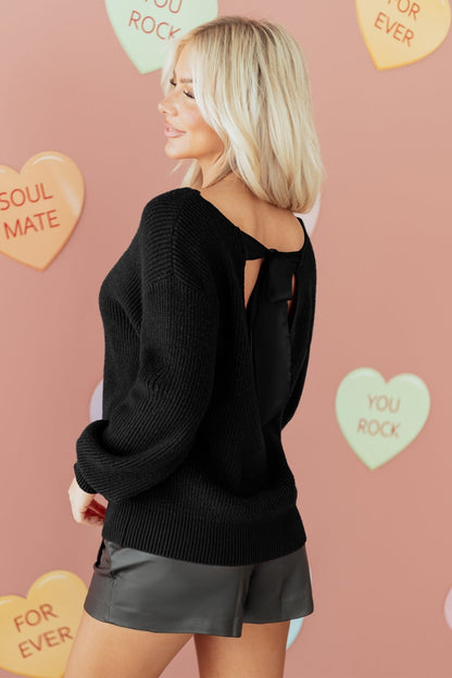 Alianna Backless Drop Shoulder Sweater - Hello Beautiful BoutiqueSweatersThreaded Pear