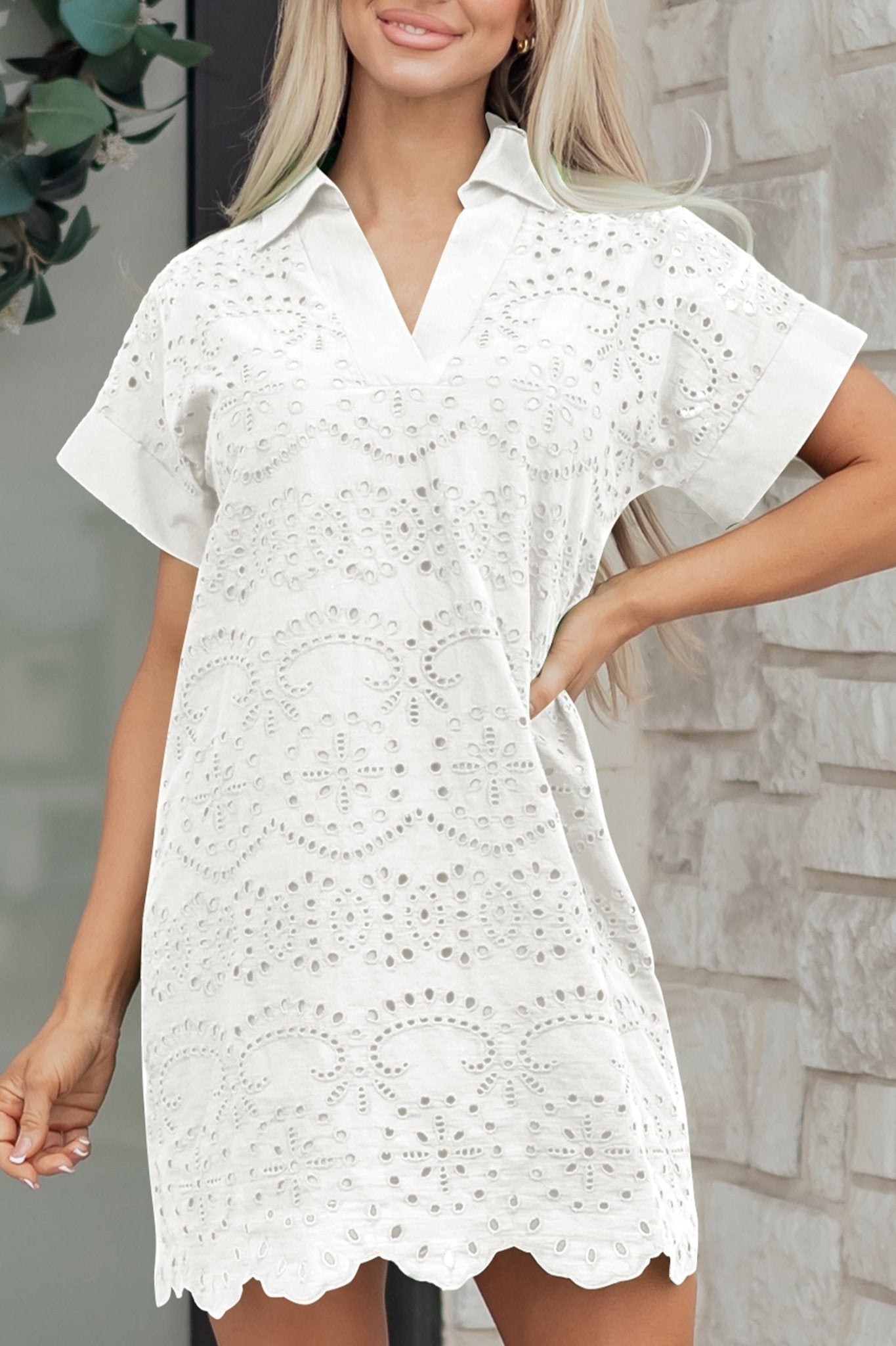 Alice Eyelet Embroidered T Shirt - Hello Beautiful BoutiqueMini DressesThreaded Pear