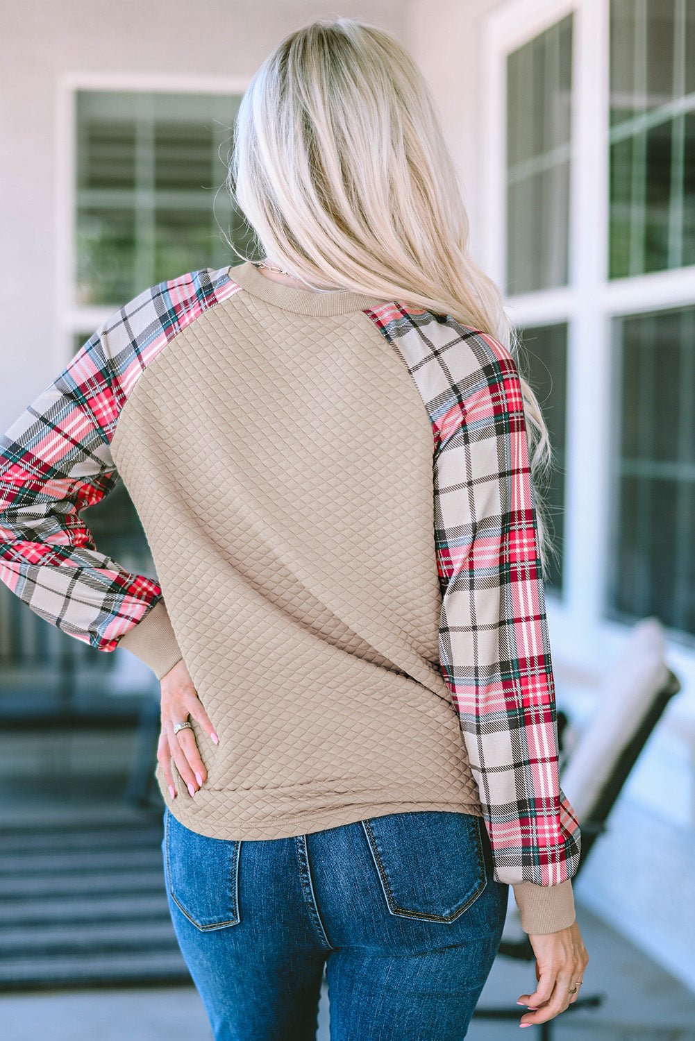 Alina Plaid Raglan Sleeve Sweatshirt - Hello Beautiful BoutiqueSweatshirts & HoodiesThreaded Pear