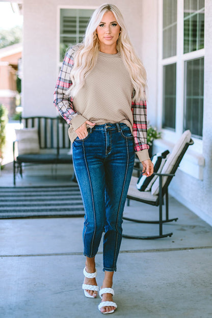 Alina Plaid Raglan Sleeve Sweatshirt - Hello Beautiful BoutiqueSweatshirts & HoodiesThreaded Pear