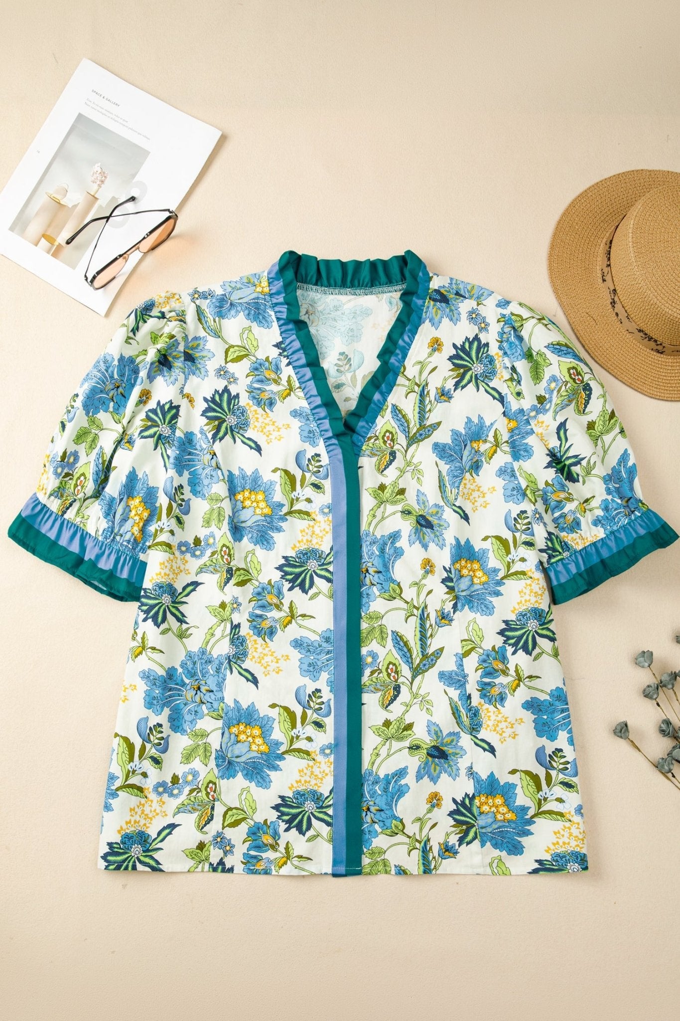 Alisson Short Sleeve Floral PLUS Blouse - Hello Beautiful BoutiquePlus Size Blouses & ShirtsThreaded Pear