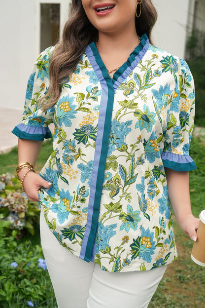 Alisson Short Sleeve Floral PLUS Blouse - Hello Beautiful BoutiquePlus Size Blouses & ShirtsThreaded Pear
