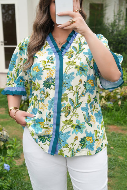 Alisson Short Sleeve Floral PLUS Blouse - Hello Beautiful BoutiquePlus Size Blouses & ShirtsThreaded Pear