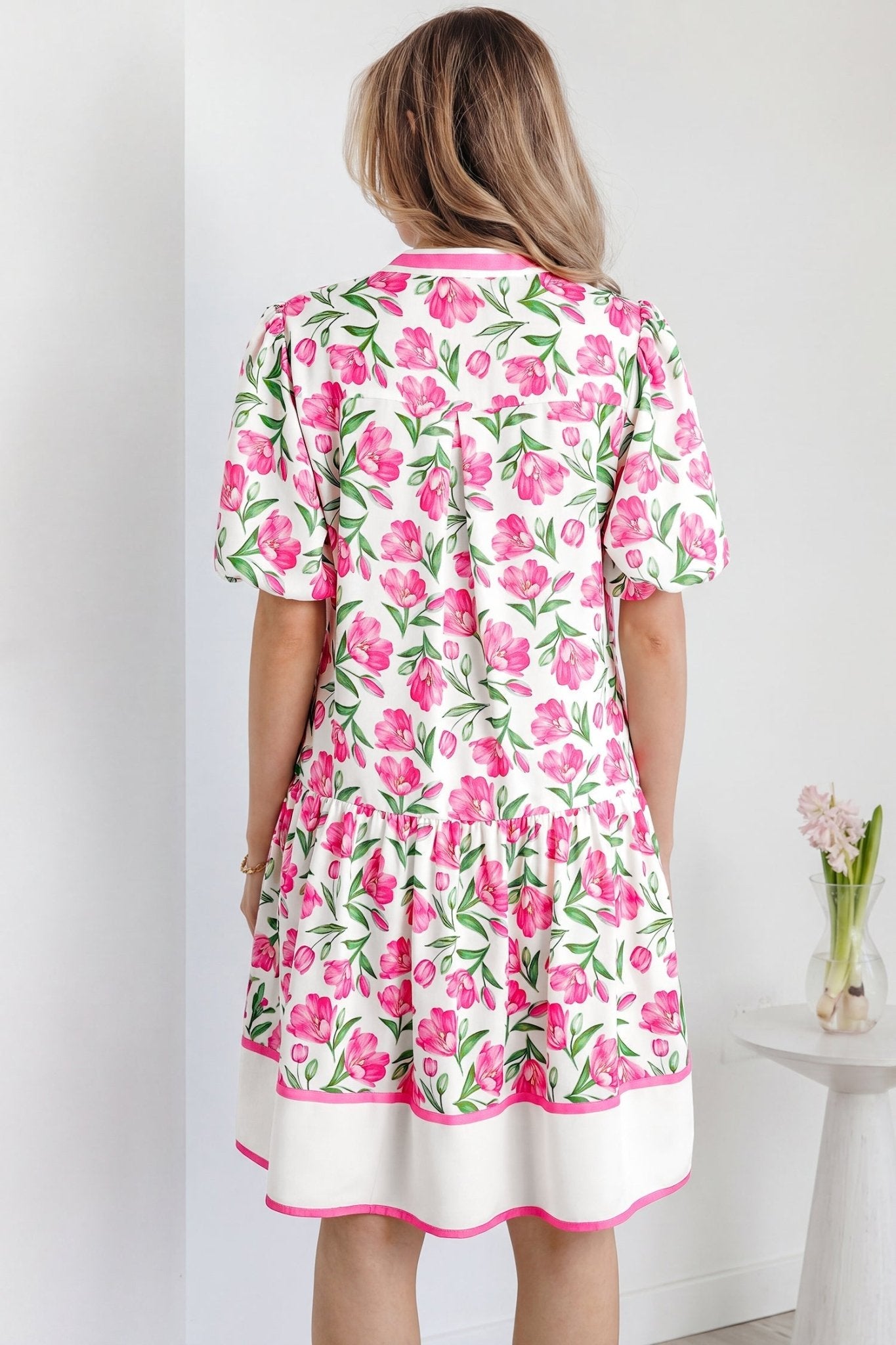 Aliya Block Trim Short Dress - Hello Beautiful BoutiqueFloral DressesThreaded Pear