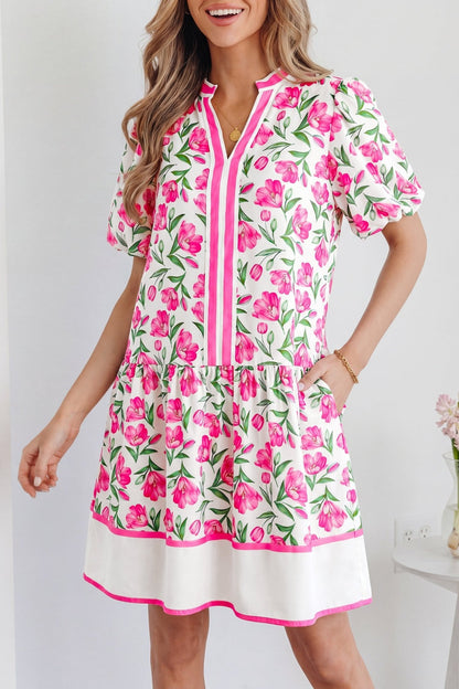 Aliya Block Trim Short Dress - Hello Beautiful BoutiqueFloral DressesThreaded Pear