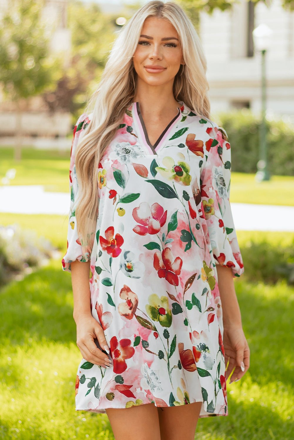 Aliya Half Sleeve Shift Dress - Hello Beautiful BoutiqueFloral DressesThreaded Pear