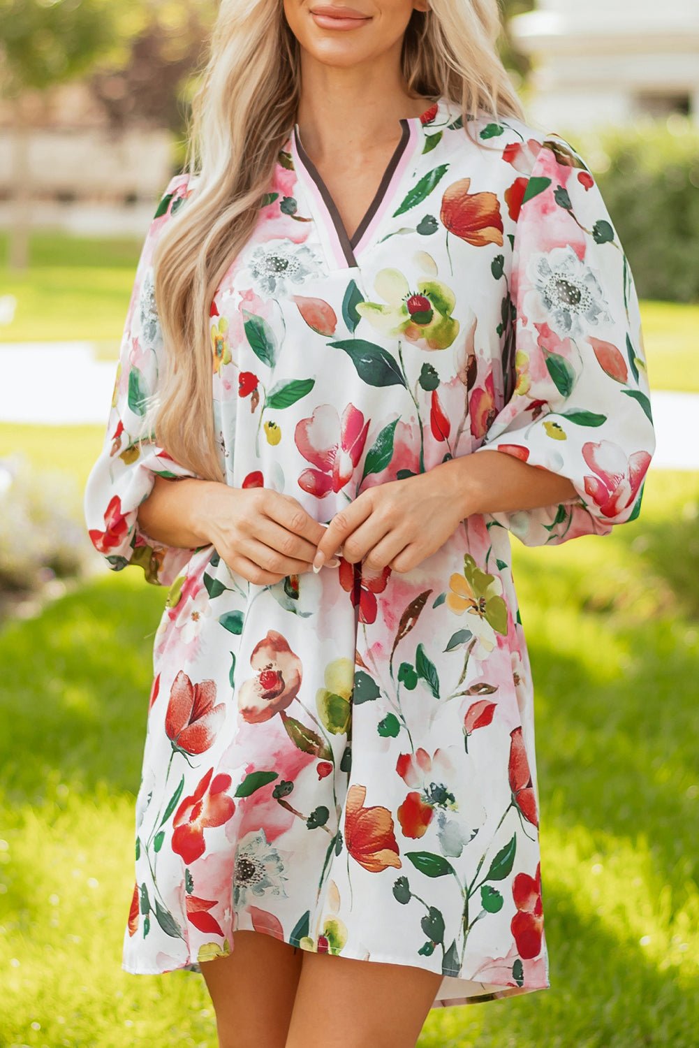 Aliya Half Sleeve Shift Dress - Hello Beautiful BoutiqueFloral DressesThreaded Pear