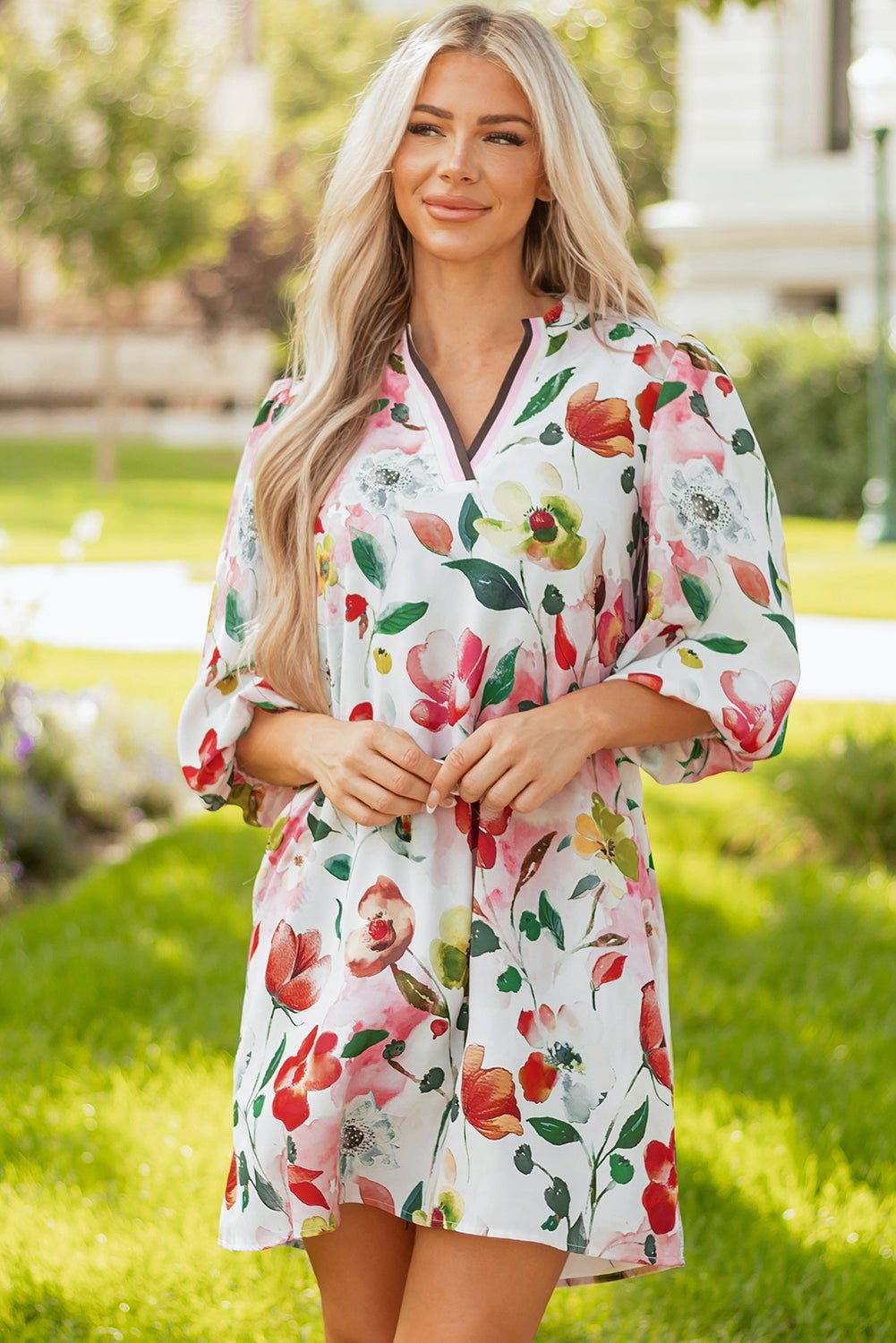 Aliya Half Sleeve Shift Dress - Hello Beautiful BoutiqueFloral DressesThreaded Pear
