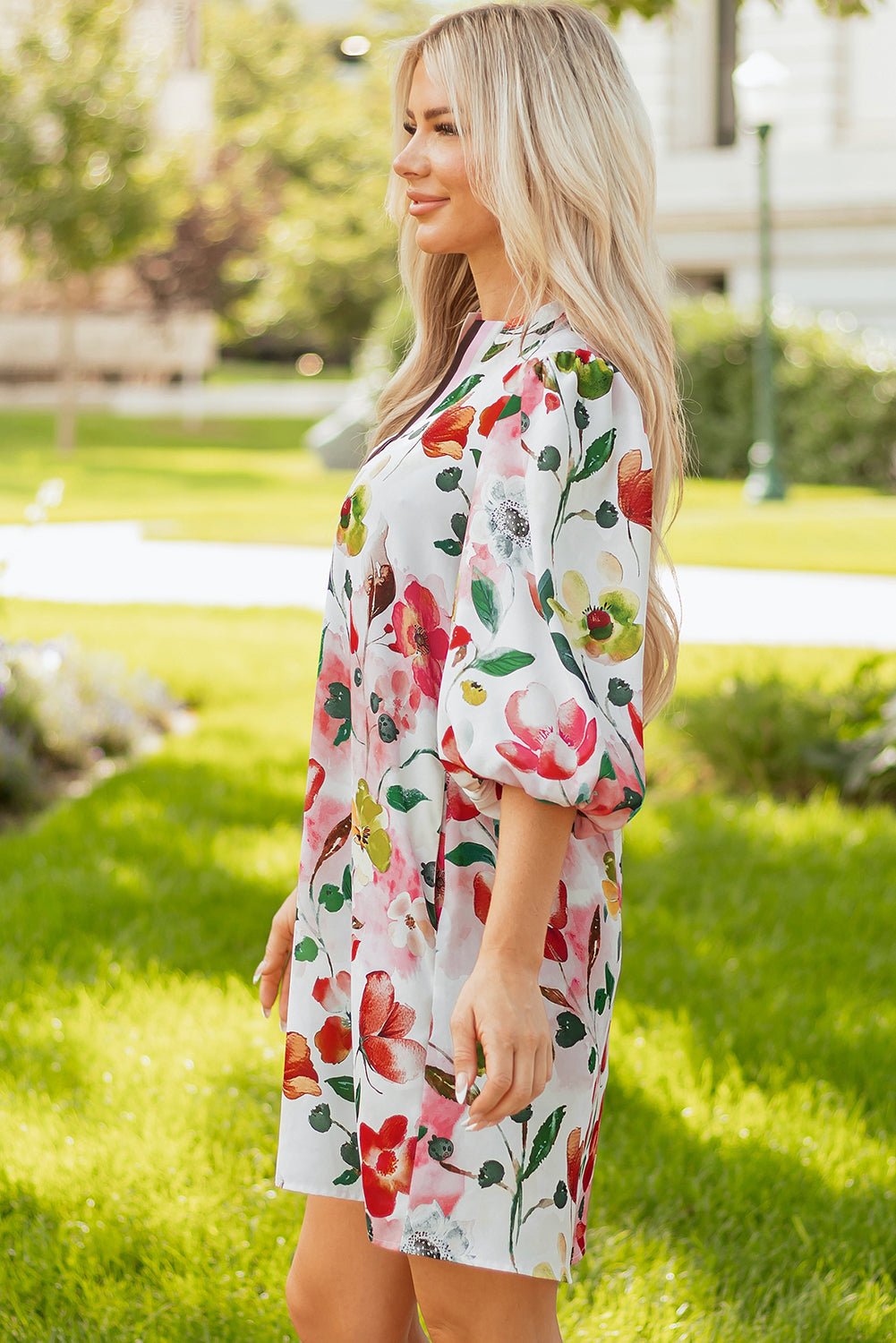 Aliya Half Sleeve Shift Dress - Hello Beautiful BoutiqueFloral DressesThreaded Pear