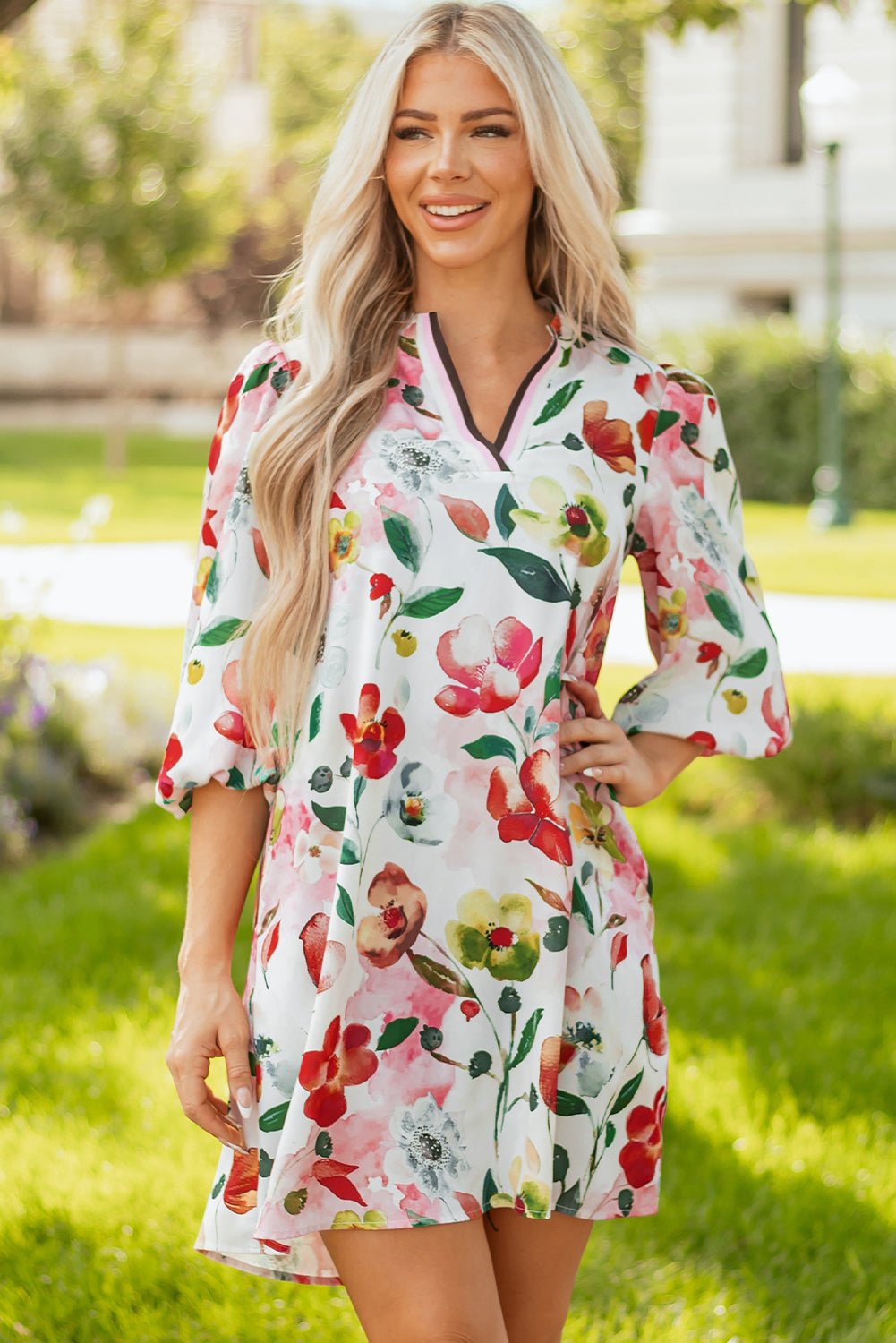 Aliya Half Sleeve Shift Dress - Hello Beautiful BoutiqueFloral DressesThreaded Pear