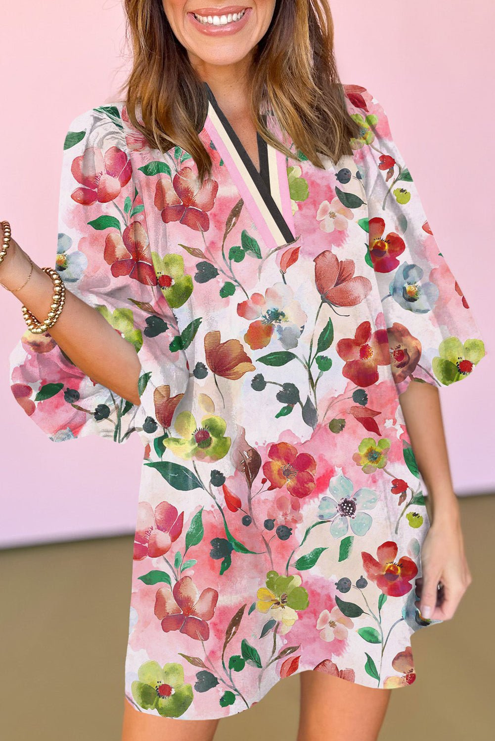 Aliya Half Sleeve Shift Dress - Hello Beautiful BoutiqueFloral DressesThreaded Pear