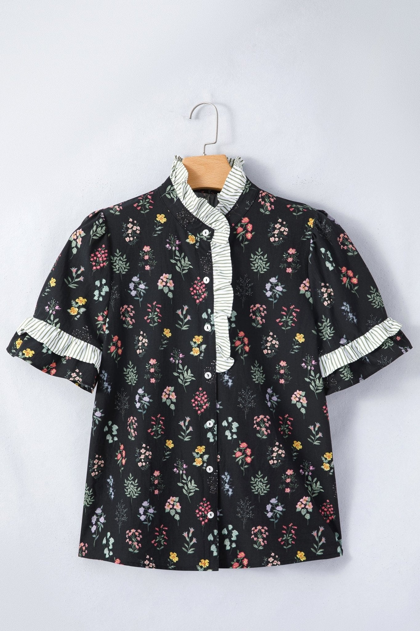 Aliya Short Sleeve Floral Shirt - Hello Beautiful BoutiqueBlouses & ShirtsThreaded Pear