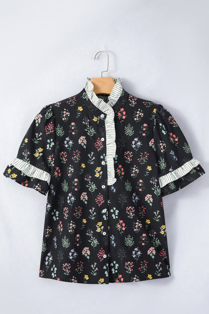 Aliya Short Sleeve Floral Shirt - Hello Beautiful BoutiqueBlouses & ShirtsThreaded Pear