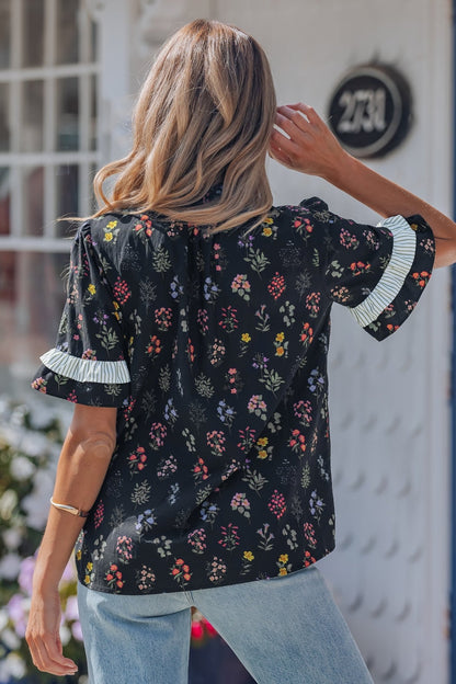 Aliya Short Sleeve Floral Shirt - Hello Beautiful BoutiqueBlouses & ShirtsThreaded Pear