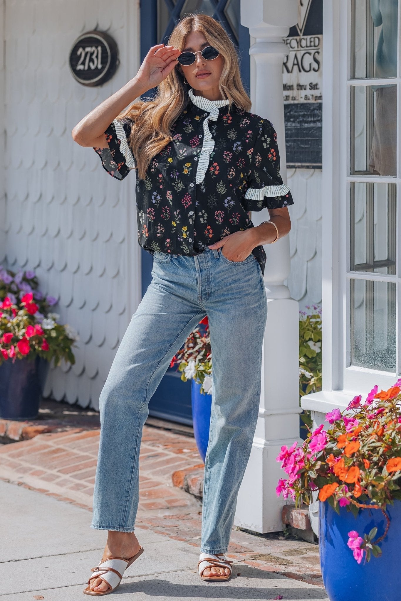 Aliya Short Sleeve Floral Shirt - Hello Beautiful BoutiqueBlouses & ShirtsThreaded Pear