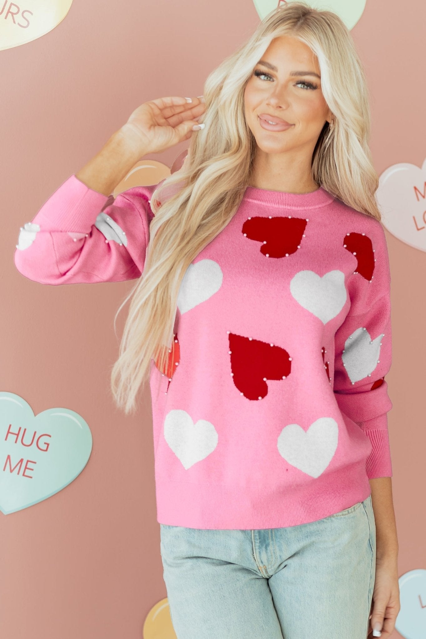 Aliyah Pattern Valentines Day Sweater - Hello Beautiful BoutiqueSweatersThreaded Pear