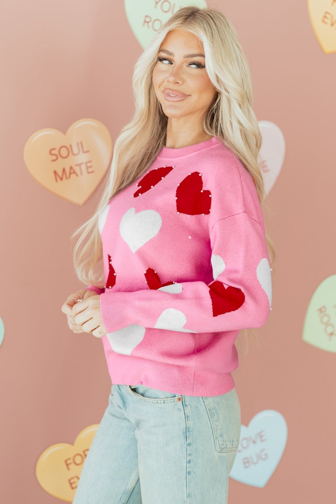 Aliyah Pattern Valentines Day Sweater - Hello Beautiful BoutiqueSweatersThreaded Pear