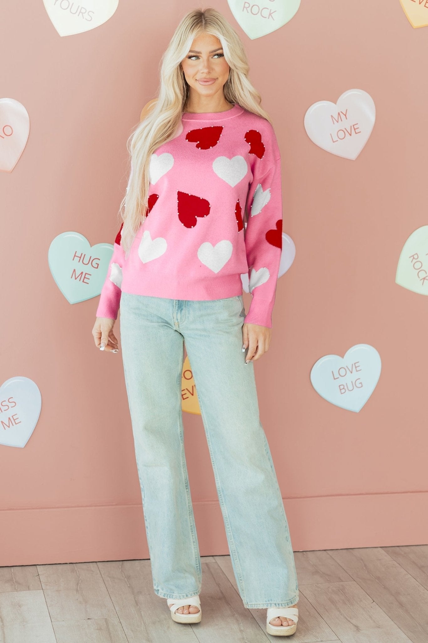 Aliyah Pattern Valentines Day Sweater - Hello Beautiful BoutiqueSweatersThreaded Pear
