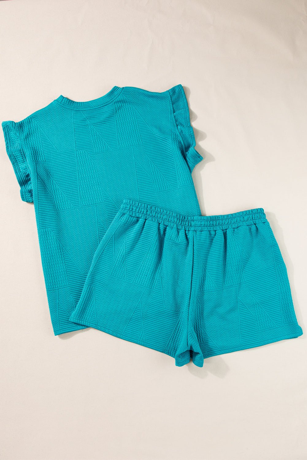 Allie Textured Ruffle Lounge Set - Hello Beautiful BoutiqueShort SetsThreaded Pear