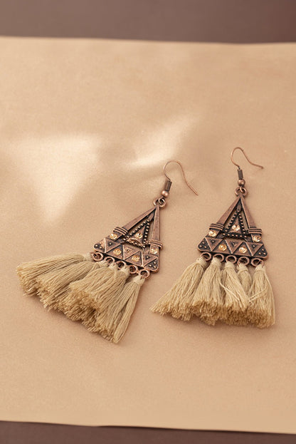 Allison Triangle Metal Tasseled Earrings - Hello Beautiful BoutiqueJewelryThreaded Pear