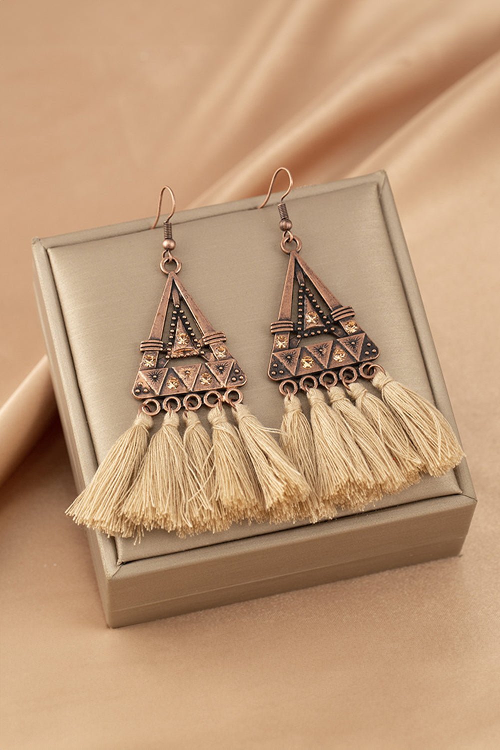 Allison Triangle Metal Tasseled Earrings - Hello Beautiful BoutiqueJewelryThreaded Pear