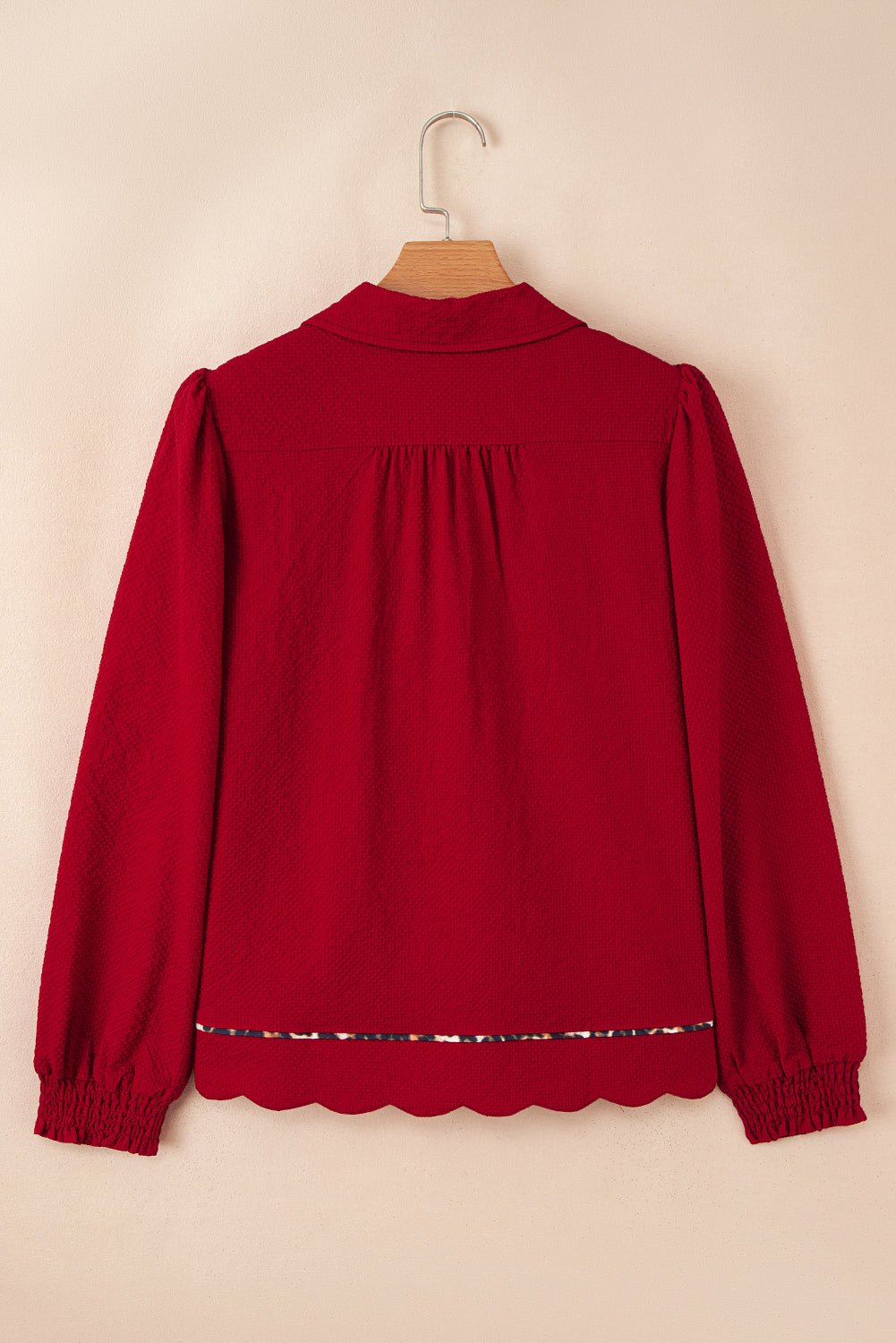 Alma Contrasted Trim Textured Blouse - Hello Beautiful BoutiqueBlouses & ShirtsThreaded Pear