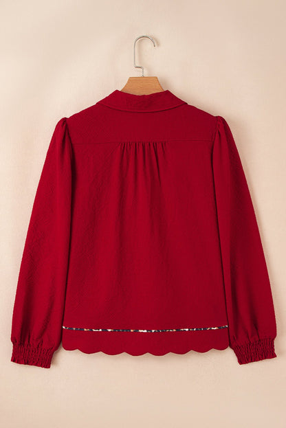 Alma Contrasted Trim Textured Blouse - Hello Beautiful BoutiqueBlouses & ShirtsThreaded Pear