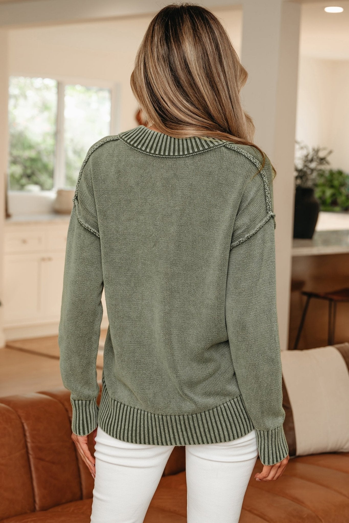 Alma Drop Shoulder Loose Sweater - Hello Beautiful BoutiqueSweatersThreaded Pear