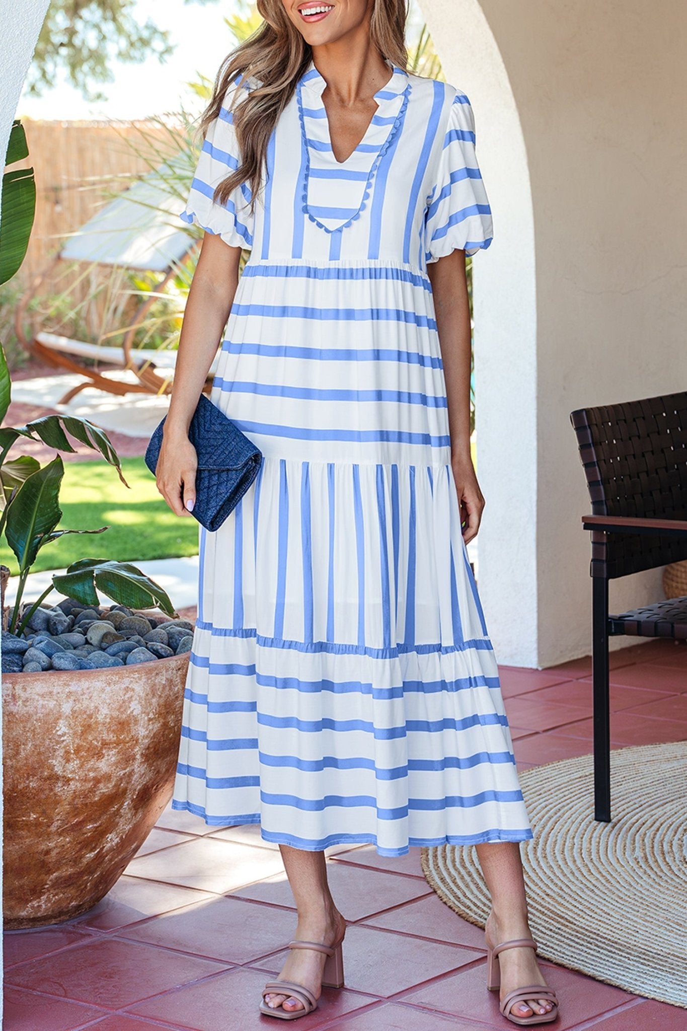 Alora Half Sleeve Vacation Dress - Hello Beautiful BoutiqueMidi DressesThreaded Pear